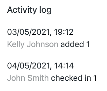Activity log screenshot